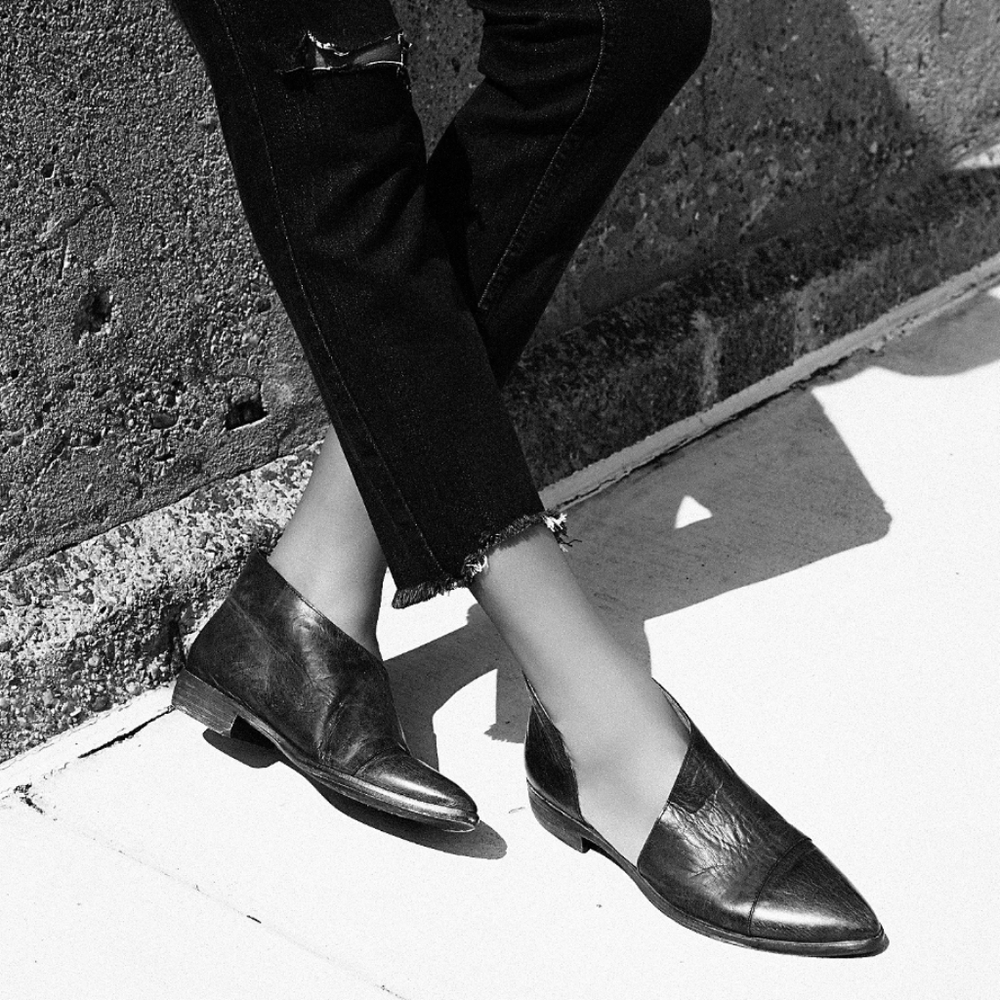 Free People Leather Royale Flat black
